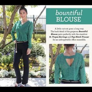 CAbi Bountiful Blouse Front & Back V Cut Out Tunic Top #5208